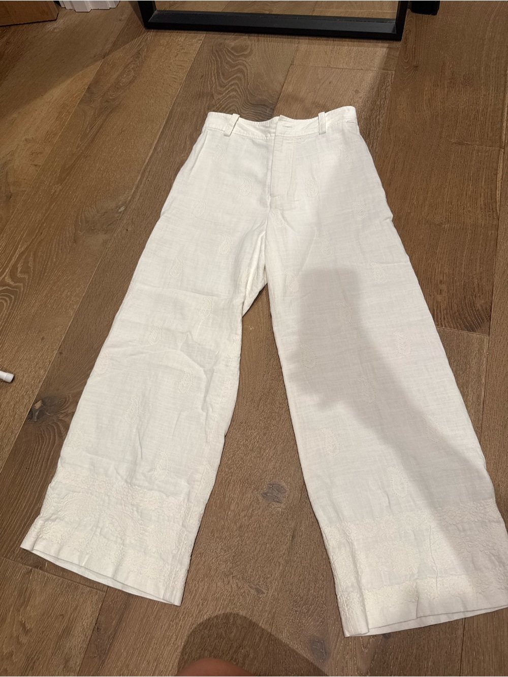 Zara straight -Leg Linen Blend Pants - White